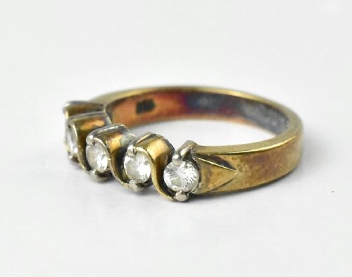 A VINTAGE 14CT WHITE YELLOW GOLD SSHAPED HALF HOOP DIAMOND RING 050CT - ADDITIONAL PHOTO 1