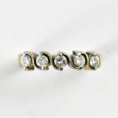 A VINTAGE 14CT WHITE YELLOW GOLD SSHAPED HALF HOOP DIAMOND RING 050CT - ADDITIONAL PHOTO 4
