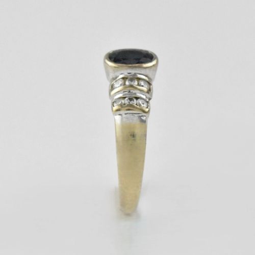 VINTAGE 14CT GOLD SAPPHIRE DIAMOND CLUSTER RING MID CENTURY SIZE P - ADDITIONAL PHOTO 3