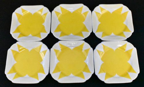 1932 RARE SHELLEY TEACOFFEE SET IN YELLOW STAR FLOWER OR HARLEQUIN PATTERN - ADDITIONAL PHOTO 3