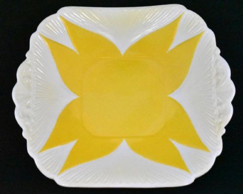 1932 RARE SHELLEY TEACOFFEE SET IN YELLOW STAR FLOWER OR HARLEQUIN PATTERN - ADDITIONAL PHOTO 4