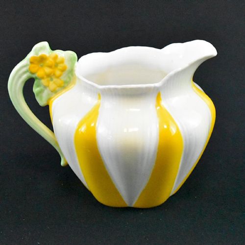 1932 RARE SHELLEY TEACOFFEE SET IN YELLOW STAR FLOWER OR HARLEQUIN PATTERN - ADDITIONAL PHOTO 10
