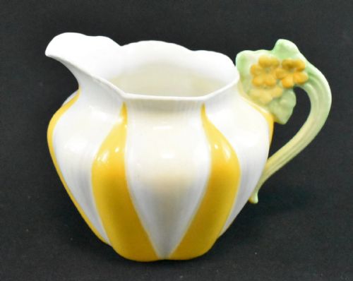 1932 RARE SHELLEY TEACOFFEE SET IN YELLOW STAR FLOWER OR HARLEQUIN PATTERN - ADDITIONAL PHOTO 11