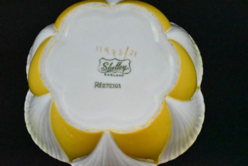 1932 RARE SHELLEY TEACOFFEE SET IN YELLOW STAR FLOWER OR HARLEQUIN PATTERN - ADDITIONAL PHOTO 14