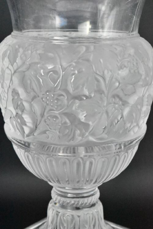 LARGE LALIQUE CLEAR FROSTED CRYSTAL GLASS VERSAILLES VASE URN CA 1990 SIGNED - ADDITIONAL PHOTO 3