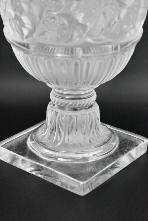 LARGE LALIQUE CLEAR FROSTED CRYSTAL GLASS VERSAILLES VASE URN CA 1990 SIGNED - ADDITIONAL PHOTO 6