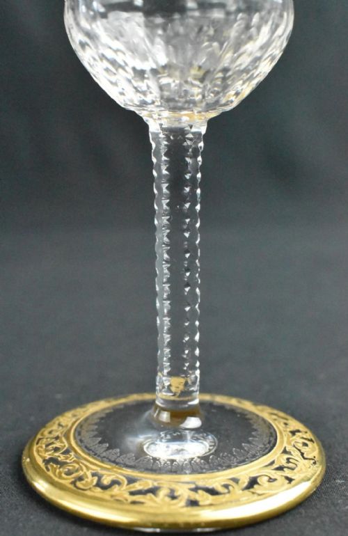 SET OF 8 SAINTLOUIS THISTLE GOLD FRENCH CRYSTAL LIQUEURSHERRY GLASSES 24CT - ADDITIONAL PHOTO 3