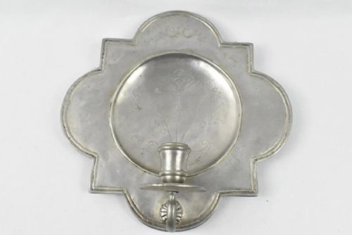 SET OF SIX VINTAGE PEWTER QUATREFOIL CROSS IN SQUARE WALL SCONCE CANDLE HOLDERS - ADDITIONAL PHOTO 1