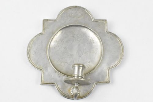 SET OF SIX VINTAGE PEWTER QUATREFOIL CROSS IN SQUARE WALL SCONCE CANDLE HOLDERS - ADDITIONAL PHOTO 3