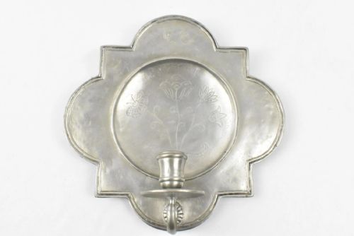 SET OF SIX VINTAGE PEWTER QUATREFOIL CROSS IN SQUARE WALL SCONCE CANDLE HOLDERS - ADDITIONAL PHOTO 6