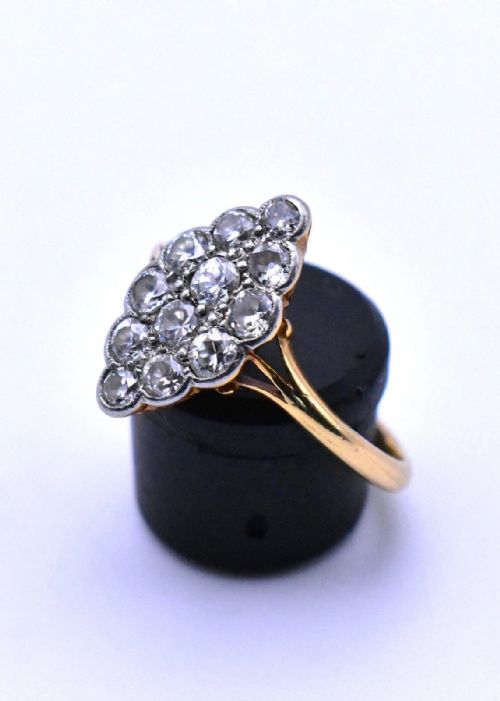 ANTIQUE EDWARDIAN 18CT GOLD 120CT DIAMOND MARQUISE CLUSTER RING CIRCA 1900 - ADDITIONAL PHOTO 1