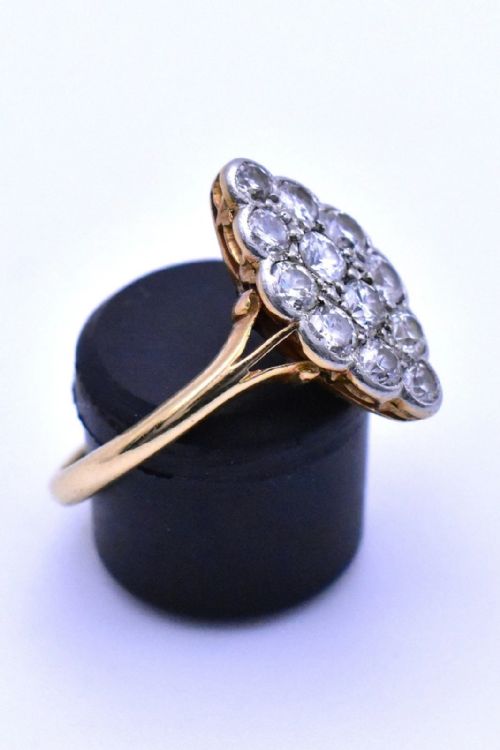 ANTIQUE EDWARDIAN 18CT GOLD 120CT DIAMOND MARQUISE CLUSTER RING CIRCA 1900 - ADDITIONAL PHOTO 2