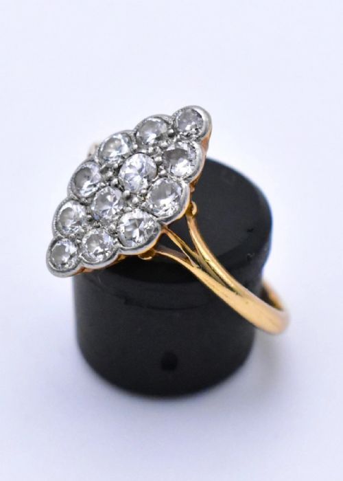 ANTIQUE EDWARDIAN 18CT GOLD 120CT DIAMOND MARQUISE CLUSTER RING CIRCA 1900 - ADDITIONAL PHOTO 3