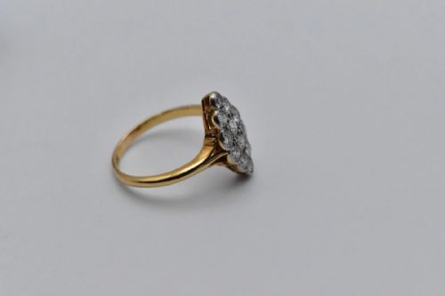 ANTIQUE EDWARDIAN 18CT GOLD 120CT DIAMOND MARQUISE CLUSTER RING CIRCA 1900 - ADDITIONAL PHOTO 4