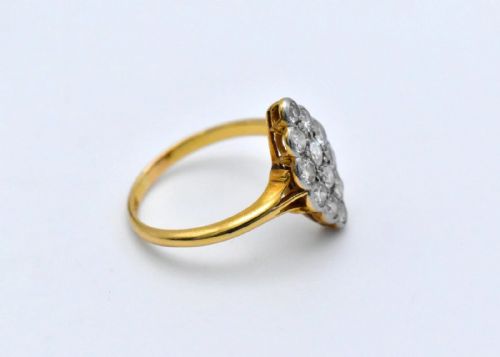 ANTIQUE EDWARDIAN 18CT GOLD 120CT DIAMOND MARQUISE CLUSTER RING CIRCA 1900 - ADDITIONAL PHOTO 5