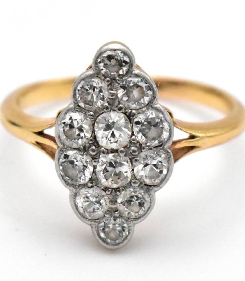 ANTIQUE EDWARDIAN 18CT GOLD 120CT DIAMOND MARQUISE CLUSTER RING CIRCA 1900 - ADDITIONAL PHOTO 6