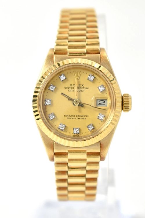 ROLEX LADY DATEJUST 69178 18K YELLOW GOLD DIAMOND DIAL AUTOMATIC W DOCUMENTS - ADDITIONAL PHOTO 1