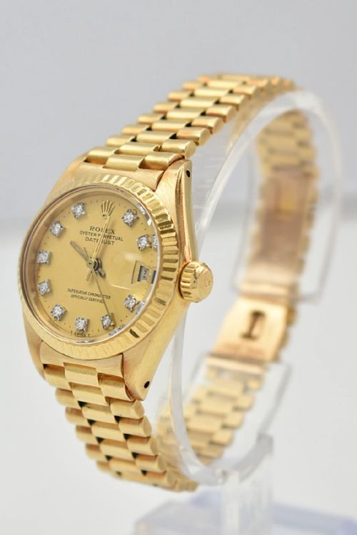 ROLEX LADY DATEJUST 69178 18K YELLOW GOLD DIAMOND DIAL AUTOMATIC W DOCUMENTS - ADDITIONAL PHOTO 4