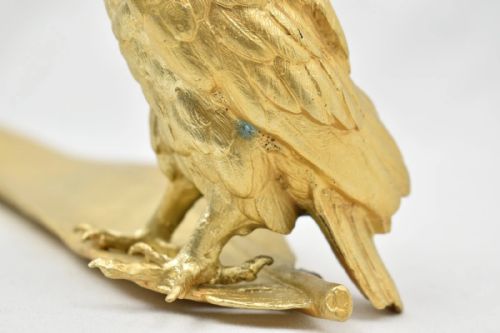 AUSTRIAN GILT BRONZE OWL INKWELL PEN TRAY SIGNED BERGMANN GESCHTZT - ADDITIONAL PHOTO 8