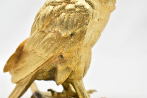 AUSTRIAN GILT BRONZE OWL INKWELL PEN TRAY SIGNED BERGMANN GESCHTZT - ADDITIONAL PHOTO 9