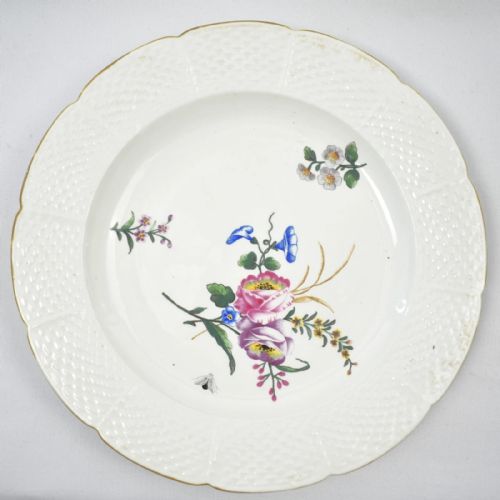SET OF EIGHT 18C CHANTILLY SOFT PASTE PORCELAIN PLATES FLORAL OZIER BORDER - ADDITIONAL PHOTO 8