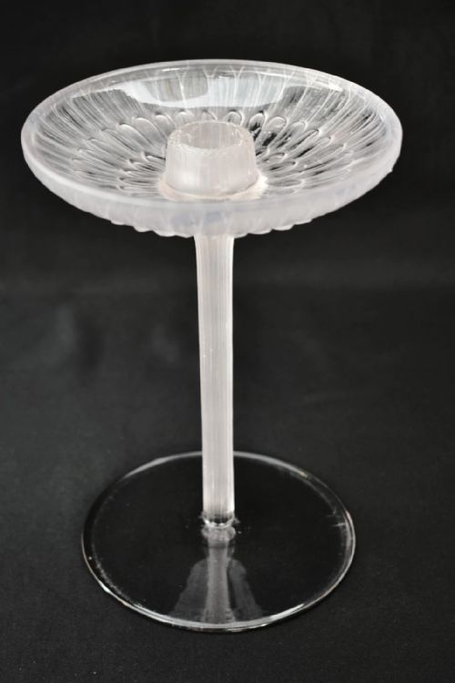 PAIR OF R LALIQUE MARGUERITES CANDLESTICKS CLEAR FROSTED GLASS C1920 - ADDITIONAL PHOTO 6