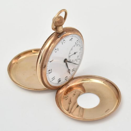 9CT GOLD HALF HUNTER POCKET WATCH EASTERN WATCH CASE CO CRITERION 15J SWISS EWC - ADDITIONAL PHOTO 2