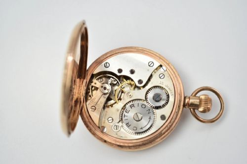 9CT GOLD HALF HUNTER POCKET WATCH EASTERN WATCH CASE CO CRITERION 15J SWISS EWC - ADDITIONAL PHOTO 7