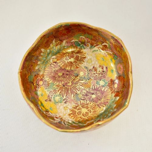 ANTIQUE JAPANESE SATSUMA WARE THOUSAND FLOWERS GILT ENAMELED BOWLS SAUCERS - ADDITIONAL PHOTO 9