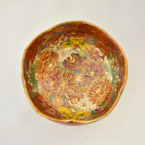 ANTIQUE JAPANESE SATSUMA WARE THOUSAND FLOWERS GILT ENAMELED BOWLS SAUCERS - ADDITIONAL PHOTO 10