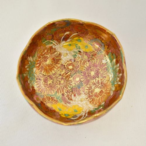 ANTIQUE JAPANESE SATSUMA WARE THOUSAND FLOWERS GILT ENAMELED BOWLS SAUCERS - ADDITIONAL PHOTO 11