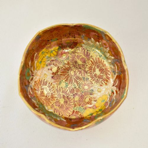 ANTIQUE JAPANESE SATSUMA WARE THOUSAND FLOWERS GILT ENAMELED BOWLS SAUCERS - ADDITIONAL PHOTO 12