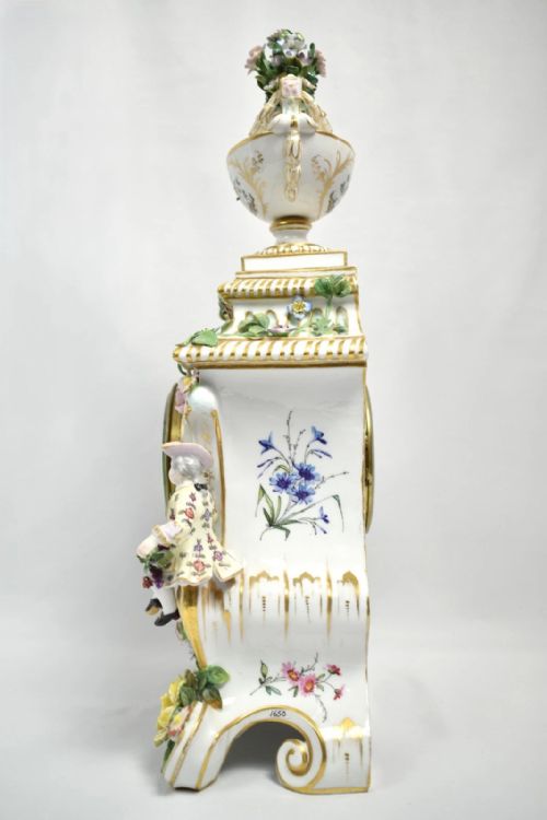 1880 CIRCA FRENCH MEISSEN PORCELAIN MANTEL CLOCK - ADDITIONAL PHOTO 1