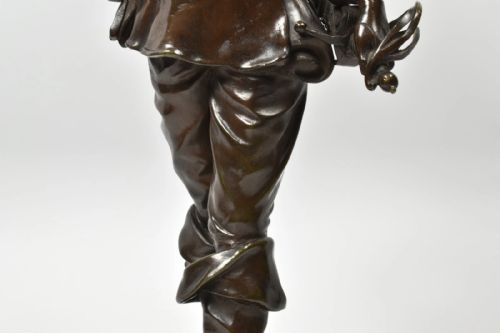 ANTIQUE FRENCH EDOUARD DROUOT BRONZE STATUE SCULPTURE 'LE BRETTEUR' MUSKETEER - ADDITIONAL PHOTO 12