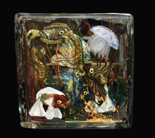 LARGE MURANO GLASS AQUARIUM SCULPTURE FISH TANK SOMMERSO GINO CENEDESE C 1930'S - ADDITIONAL PHOTO 1