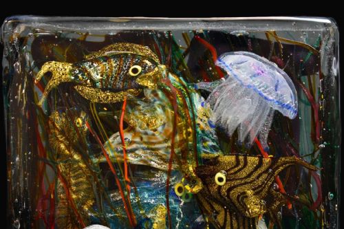 LARGE MURANO GLASS AQUARIUM SCULPTURE FISH TANK SOMMERSO GINO CENEDESE C 1930'S - ADDITIONAL PHOTO 2