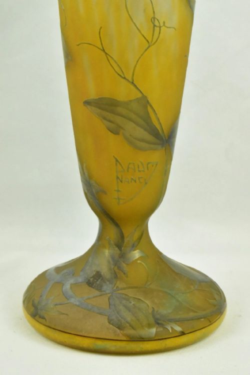 LARGE DAUM NANCY ART NOUVEAU CAMEO GLASS VASE SWEET PEA FLOWERS C 190044CM TALL - ADDITIONAL PHOTO 3