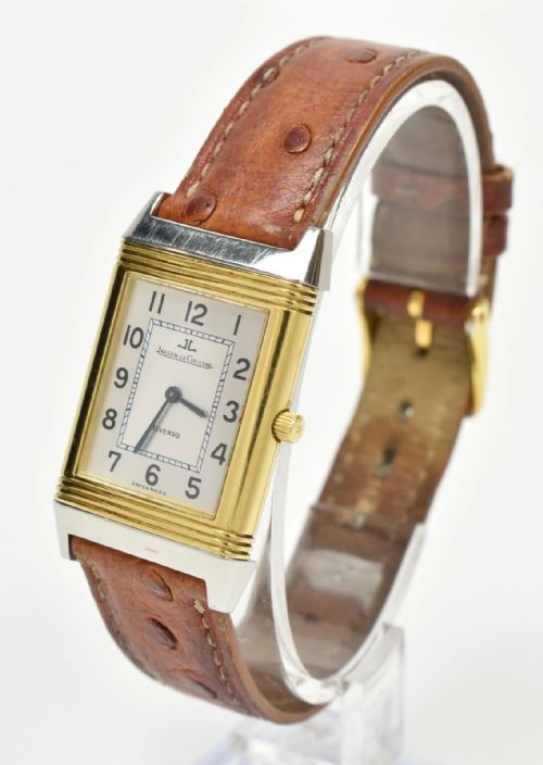 fig 3. A Jaeger LeCoultre Reverso Men's Classique 18ct Gold & Steel Manual Box & Papers