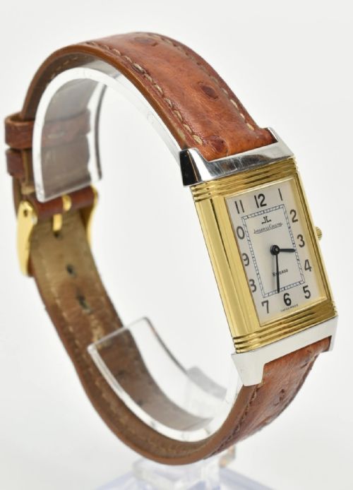 fig 4. A Jaeger LeCoultre Reverso Men's Classique 18ct Gold & Steel Manual Box & Papers