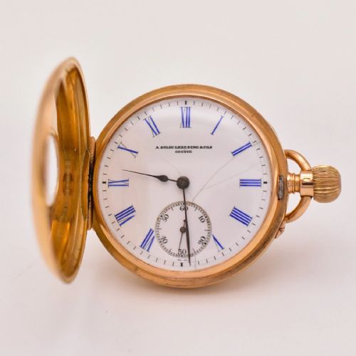RARE A GOLAYLERESCHE GENEVE 18K GOLD VICTORIAN HALF HUNTER WATCH 187080S - ADDITIONAL PHOTO 2