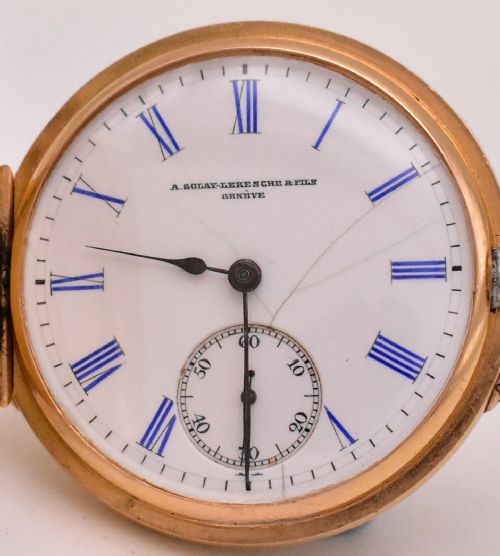 RARE A GOLAYLERESCHE GENEVE 18K GOLD VICTORIAN HALF HUNTER WATCH 187080S - ADDITIONAL PHOTO 3