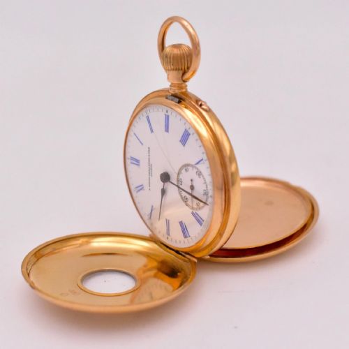 RARE A GOLAYLERESCHE GENEVE 18K GOLD VICTORIAN HALF HUNTER WATCH 187080S - ADDITIONAL PHOTO 4