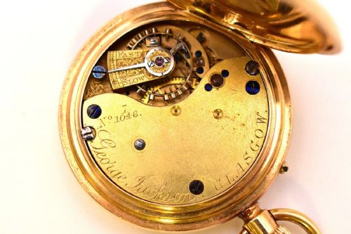 RARE ANTIQUE 18CT GOLD HALF HUNTER POCKET WATCH GEORGE JACKSON GLASGOW FM 1880S - ADDITIONAL PHOTO 4