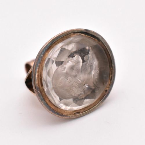 ANTIQUE GEORGIAN WILLIAM SHAKESPEARE INTAGLIO FOB SEAL RING ROCK CRYSTAL - ADDITIONAL PHOTO 2