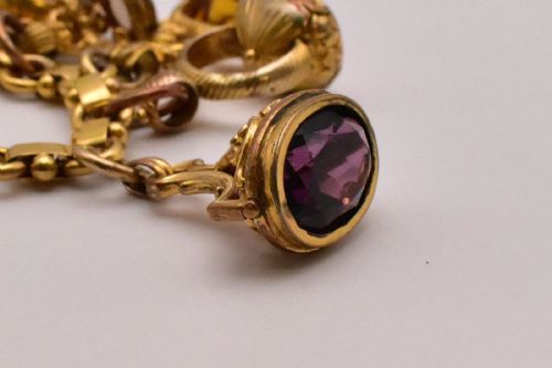 ANTIQUE VICTORIAN 9CT15CT GOLD CHARM BRACELET 15 FOB SEALS CARNELIAN BLOODSTONE - ADDITIONAL PHOTO 4