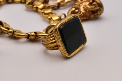 ANTIQUE VICTORIAN 9CT15CT GOLD CHARM BRACELET 15 FOB SEALS CARNELIAN BLOODSTONE - ADDITIONAL PHOTO 5