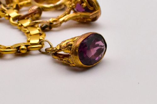 ANTIQUE VICTORIAN 9CT15CT GOLD CHARM BRACELET 15 FOB SEALS CARNELIAN BLOODSTONE - ADDITIONAL PHOTO 6