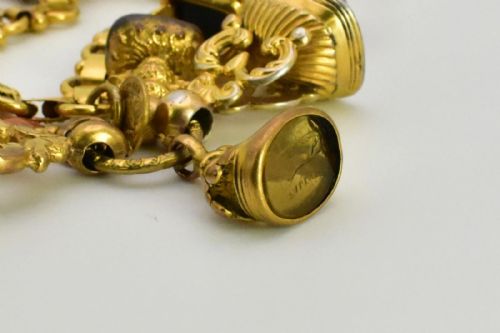 ANTIQUE VICTORIAN 9CT15CT GOLD CHARM BRACELET 15 FOB SEALS CARNELIAN BLOODSTONE - ADDITIONAL PHOTO 8