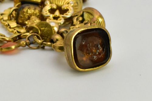 ANTIQUE VICTORIAN 9CT15CT GOLD CHARM BRACELET 15 FOB SEALS CARNELIAN BLOODSTONE - ADDITIONAL PHOTO 9