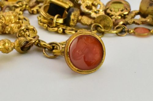 ANTIQUE VICTORIAN 9CT15CT GOLD CHARM BRACELET 15 FOB SEALS CARNELIAN BLOODSTONE - ADDITIONAL PHOTO 10